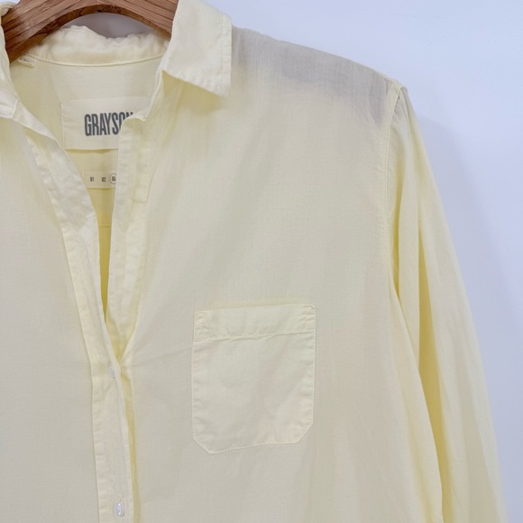 Grayson The Hero Button-Up Tissue Cotton Summer Shirt in Butter Yellow M - Picture 12 of 13